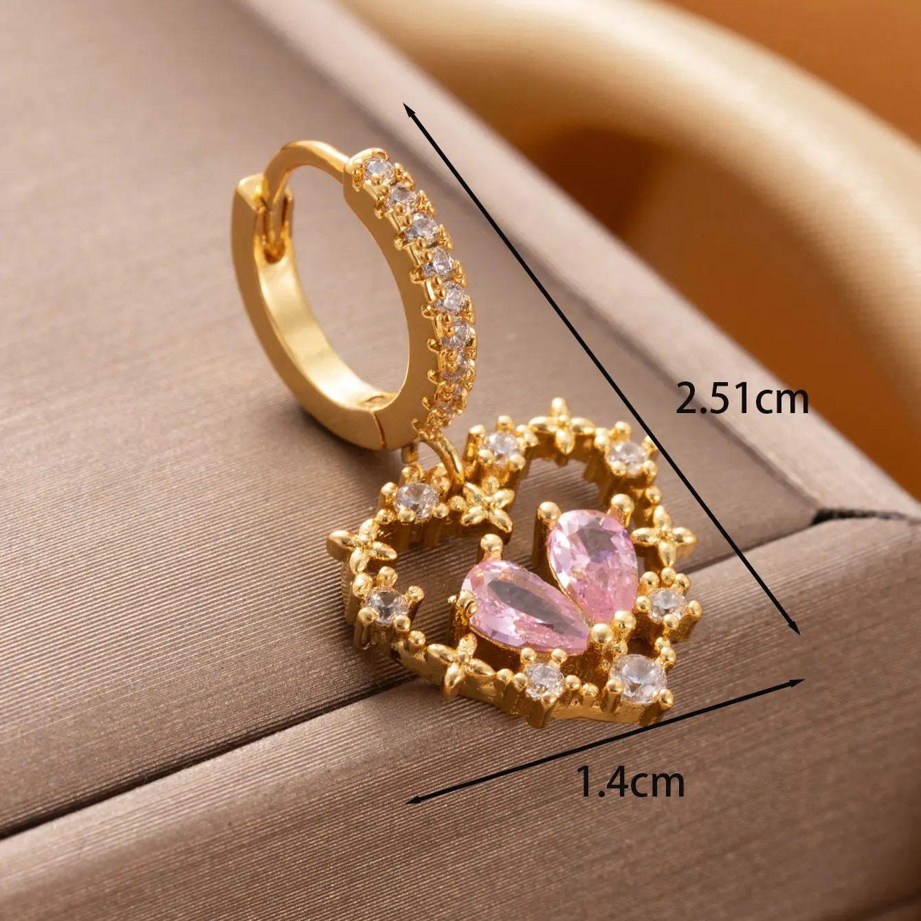 1 Piece Simple Series Classic Heart Copper 18K Gold Plated Zircon Women's Dangle Earrings h5 